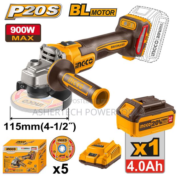Ingco Cagli261521 Cordless Angle Grinder 900w 20v