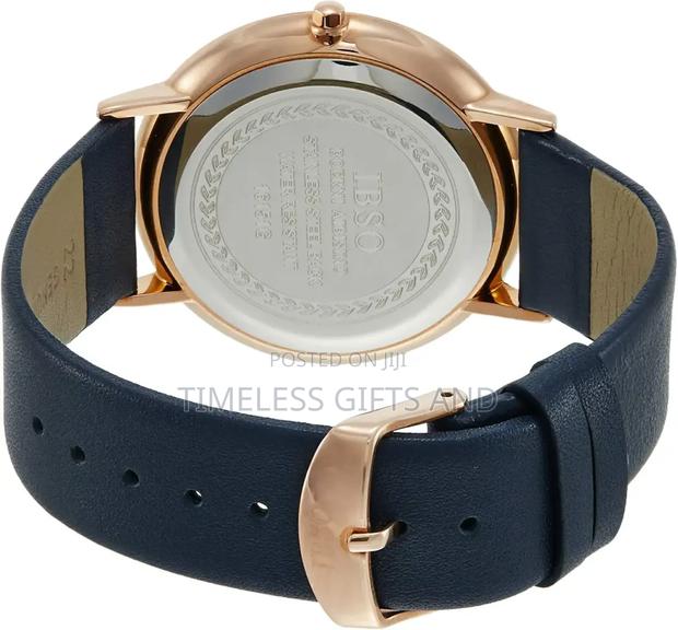 Ibso Blue Leather Men 7.5mm Ultra Thin Face Quartz Watch - thumbnail 2