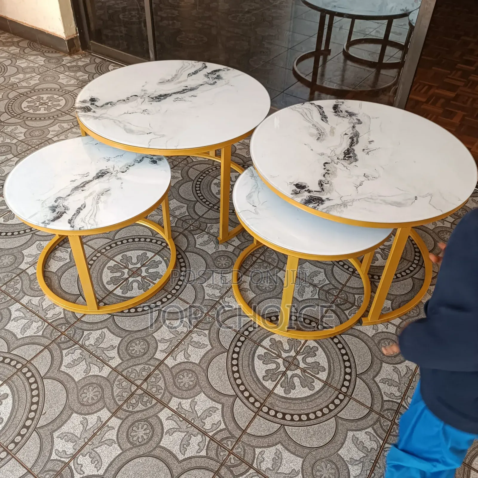 Elegant Nesting Marble Coffee Tables With Goid