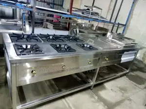 6 Burner Commercial Combined Cooker With Fryer and Gas Griddle