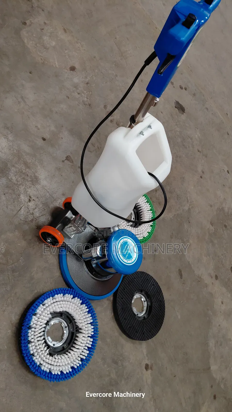 Commercial Carpet/Floor Scrubber Tool With Two Brushes and Pad Holder