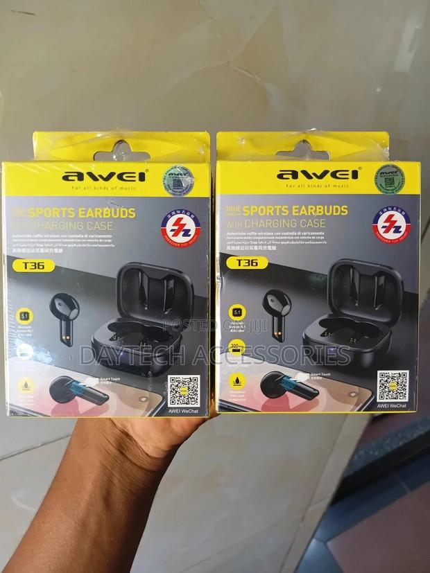 Awei T36 Total Wireless Earbuds - Black - thumbnail 2