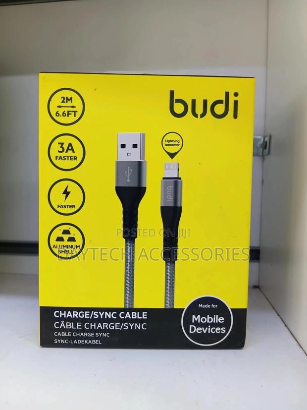 Budi Usb to Lightning Charging Cable Nylon Braided 2 Meter/6ft.