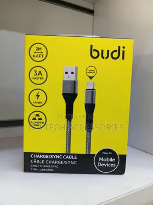 Budi Usb to Lightning Charging Cable Nylon Braided 2 Meter/6ft.