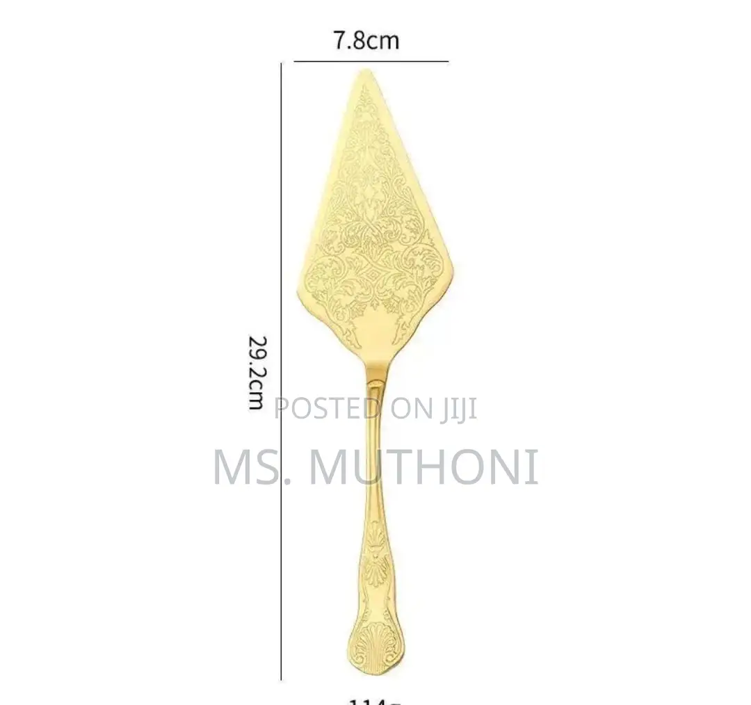 Gold-Plated Stainless Steel Vintage-Style Cake Knife and Server Set