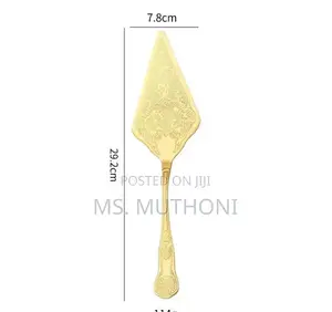 Gold-Plated Stainless Steel Vintage-Style Cake Knife and Server Set