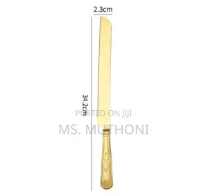 Gold-Plated Stainless Steel Vintage-Style Cake Knife and Server Set