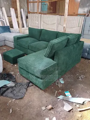 Defensive Green 6 Seater L Shaped Sofa