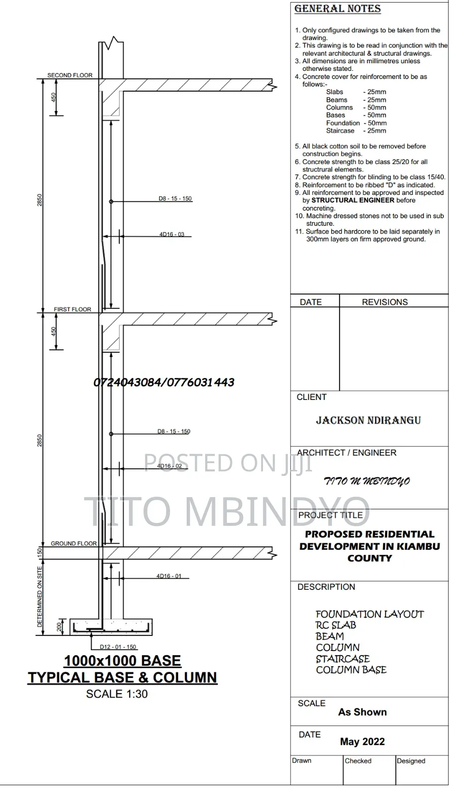 Structural Plans and Bar Bending Schedule