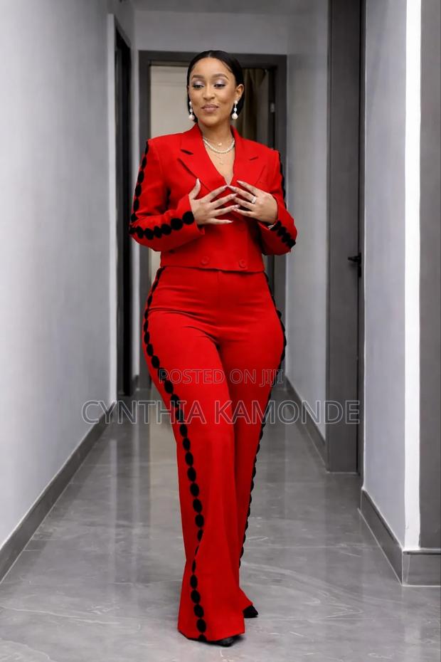 Pantsuit With Polka Dot Trim