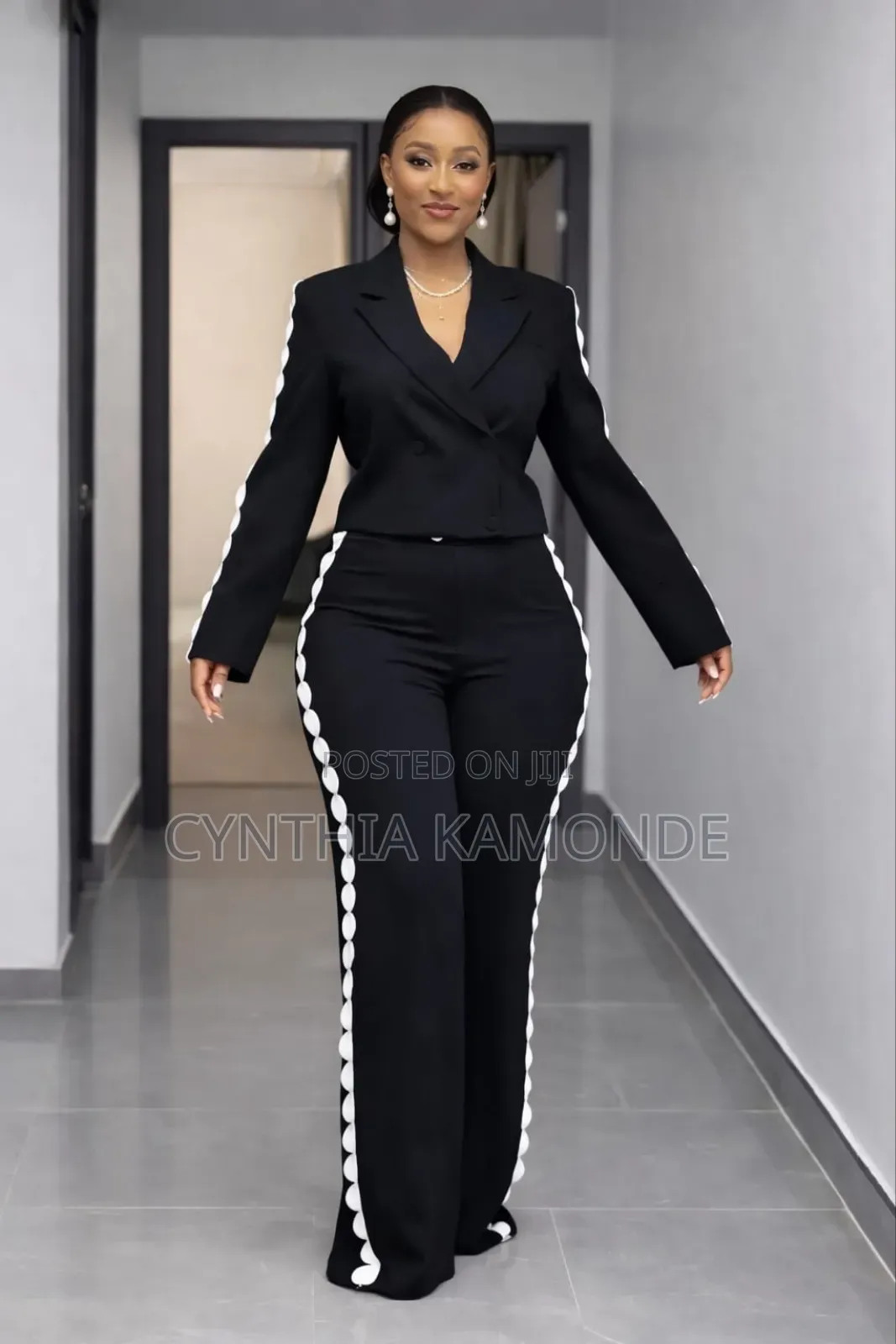 Pantsuit With Polka Dot Trim