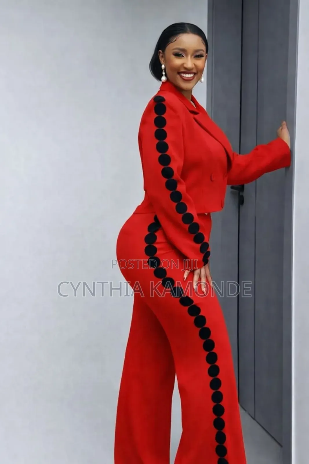 Pantsuit With Polka Dot Trim
