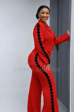 Pantsuit With Polka Dot Trim