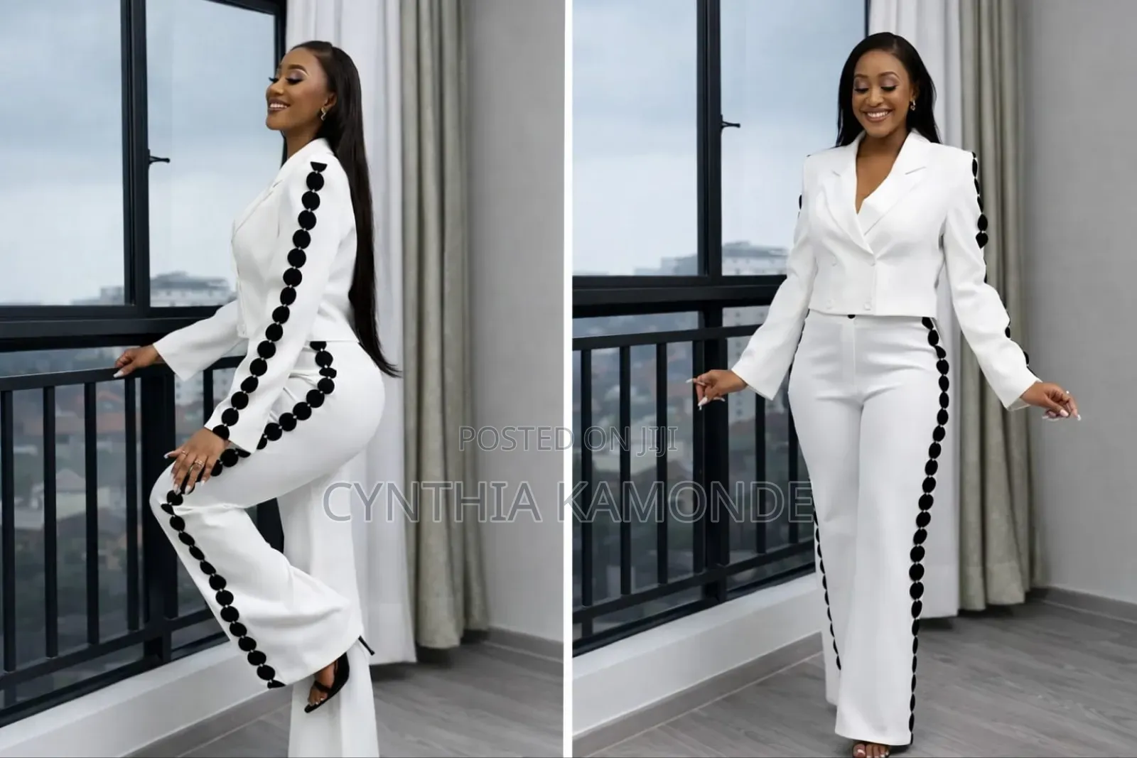 Pantsuit With Polka Dot Trim