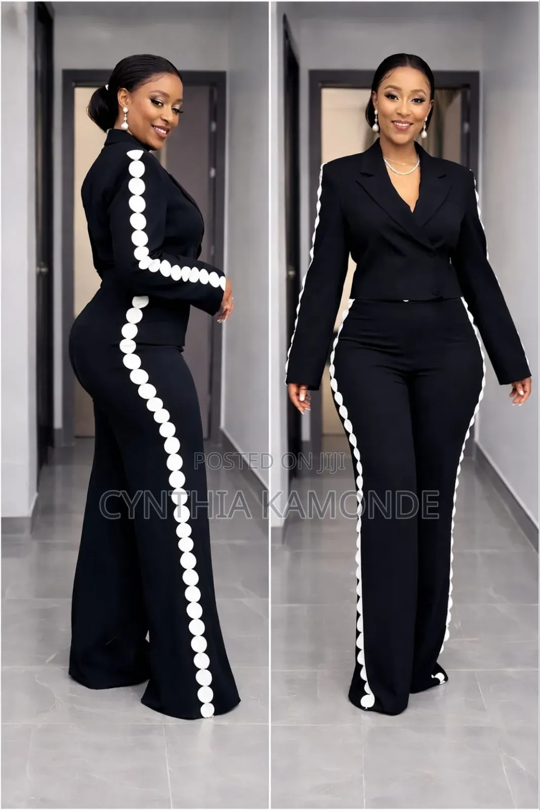 Pantsuit With Polka Dot Trim