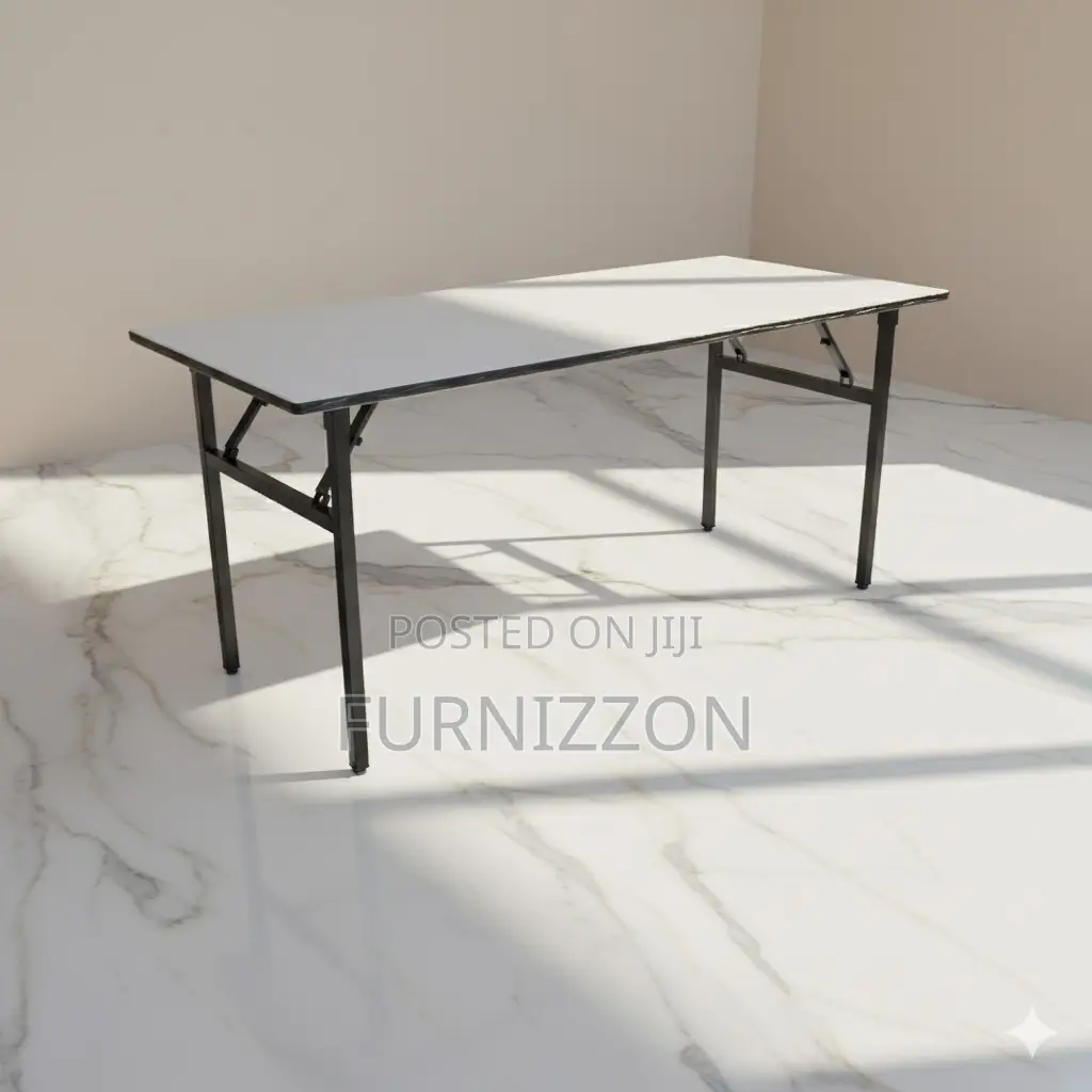 1.8m X 0.6m Wooden Rectangular Table With Folding Metallic Stand