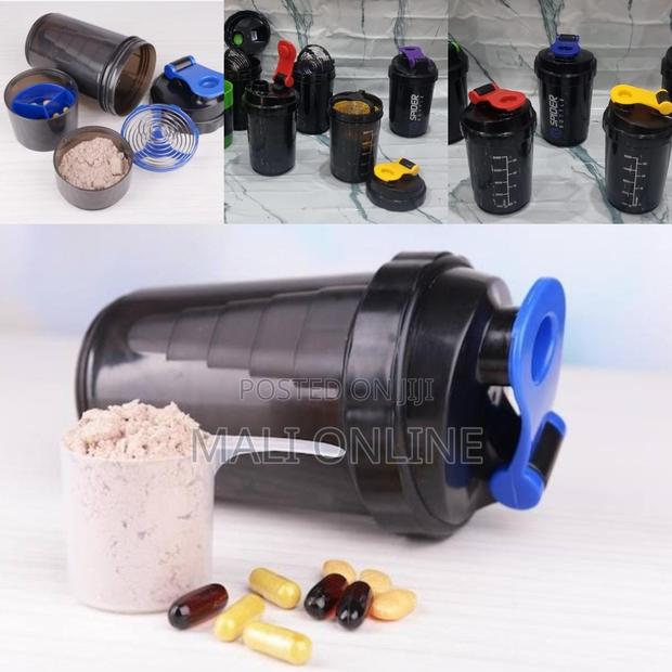 3-in-1 Protein Shaker Bottle Supplement Pill Storage Mixing Bottle