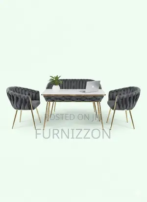 Compact Marble Dining Set With Soft Chester Seats