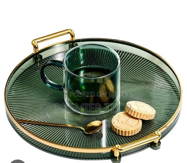 Decorative Acrylic Tray With Golden Handle - thumbnail 2