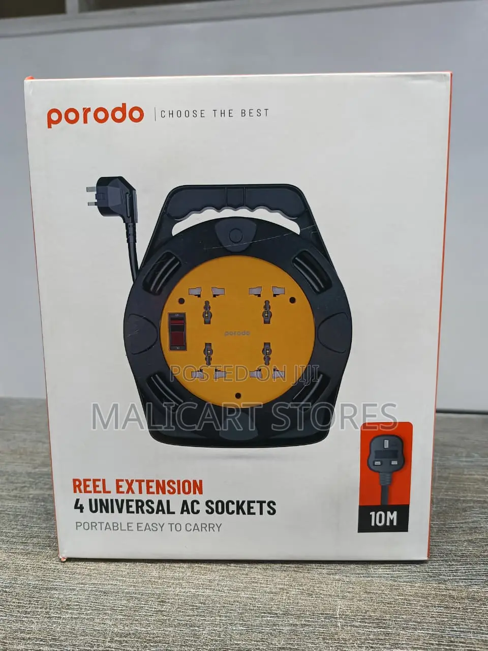 Porodo Reel Extension 4 Universal Ac Sockets 10m