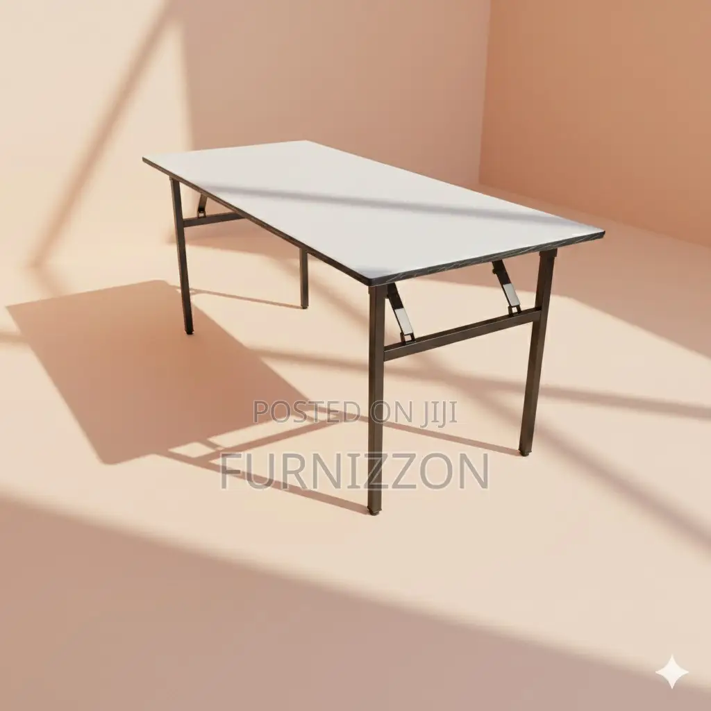 Space-saving 1.8m X 0.6m Wooden Foldable Rectangular Table