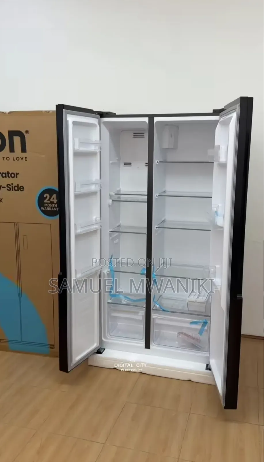 Von Side by Side Refrigerator 442l No Frost Mirror Black