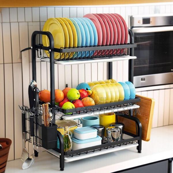 3 Tier Kitchen Dish Drying Rack With Plate Holder, Cutlery Holder