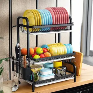 3 Tier Kitchen Dish Drying Rack With Chopping Board Organizer