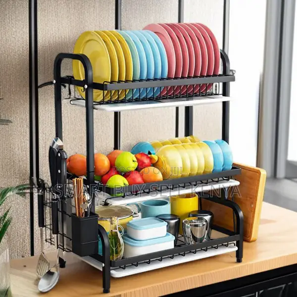 3 Tier Kitchen Dish Drying Rack With Chopping Board Organizer