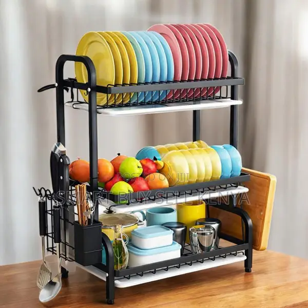 Multifunction 3 Tier Dish Rack With Plate, Bowl and Utensil Storage