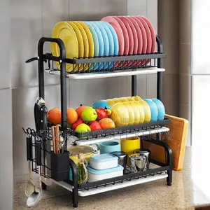 Large Capacity 3 Tier Kitchen Dish Rack Countertop Organizer