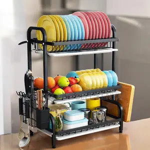 Large Capacity 3 Tier Kitchen Dish Rack Countertop Storage Organizer