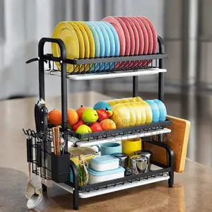 3 Layer Kitchen Dish Rack Plate Bowl Cup Drying Organizer
