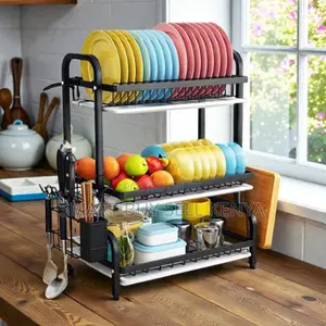 Rust Resistant 3 Tier Dish Drying Rack for Kitchen Countertop
