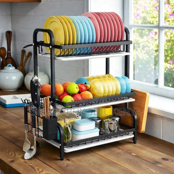 Rust Resistant 3 Tier Dish Drying Rack for Kitchen Countertop