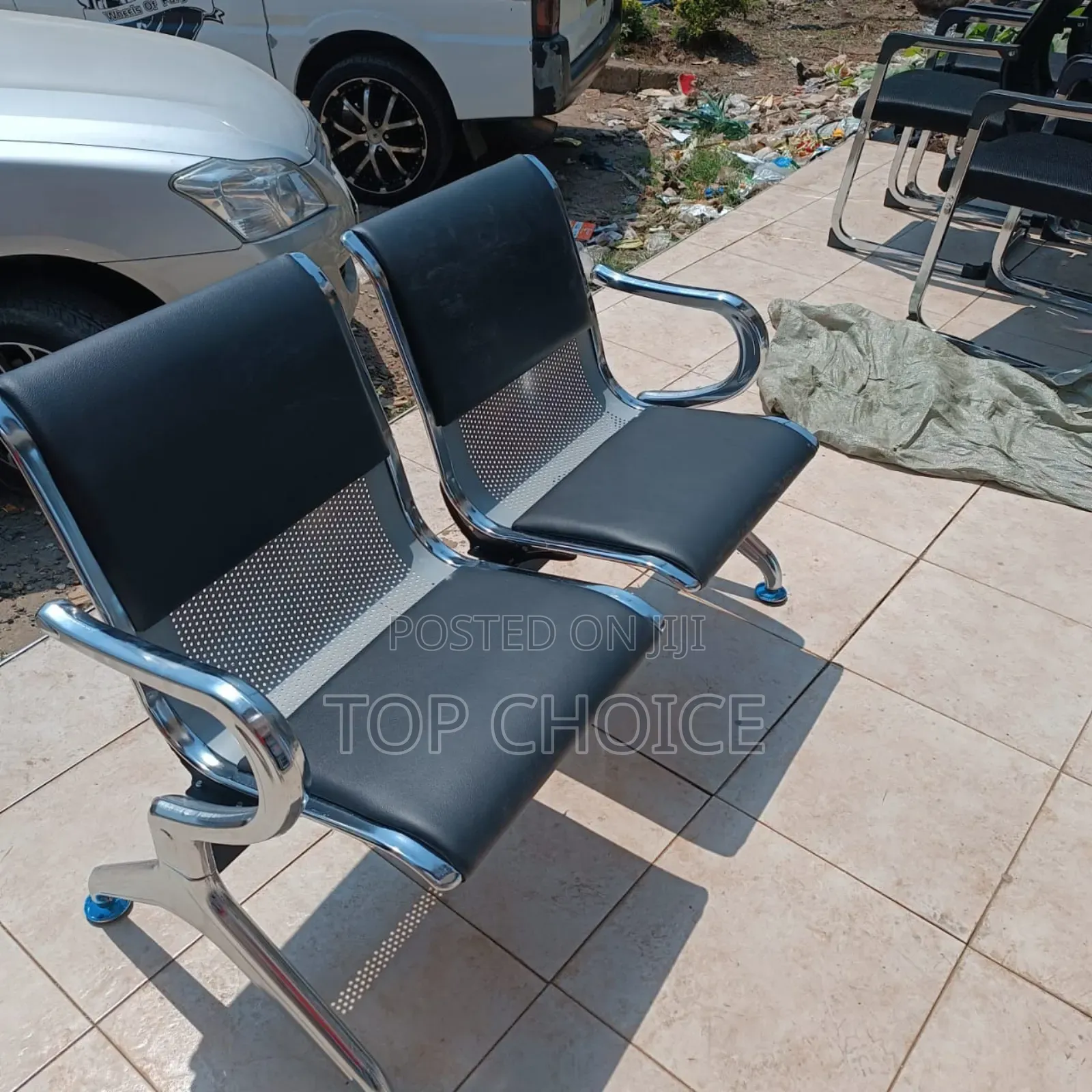 Modern Metal Waiting Chairs (2-Seater) - Office Rece)