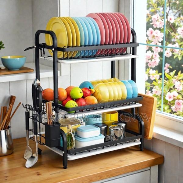 Sturdy Metal 3 Tier Dish Drying Rack Kitchen Storage Organizer