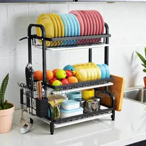 Extra Large 3 Tier Dish Drying Rack Plate Bowl Cup Organizer