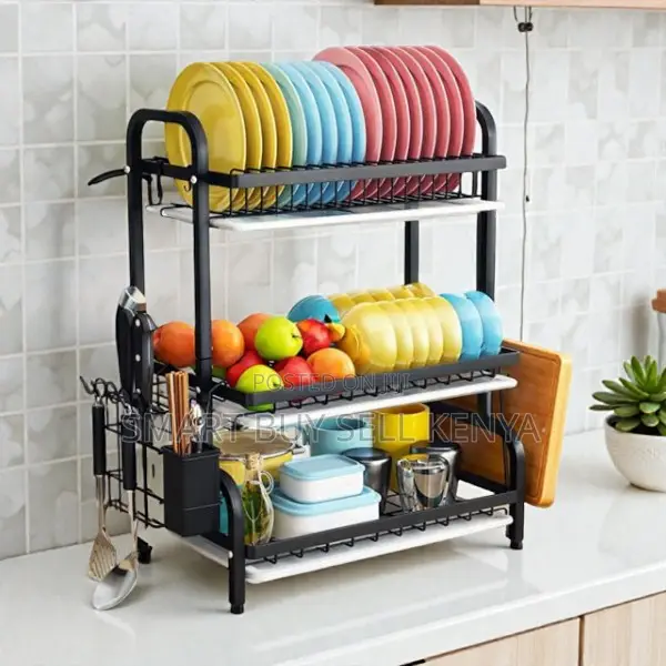 Stylish 3 Layer Dish Rack Kitchen Countertop Drying Stand