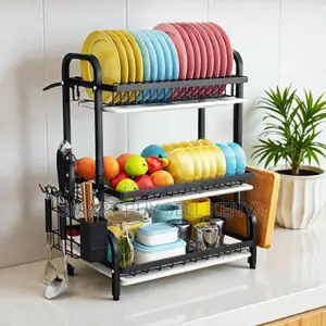 Durable 3 Tier Dish Rack With Removable Drain Trays