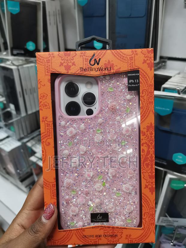 Amazfc Bling Rhinestone Case for iPhone 13 Pro Max Floral Pearl Design - main view