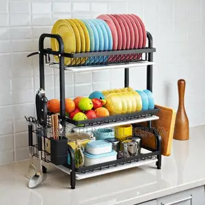 Kitchen Counter 3 Tier Dish Drying Rack With Plate Bowl Holder