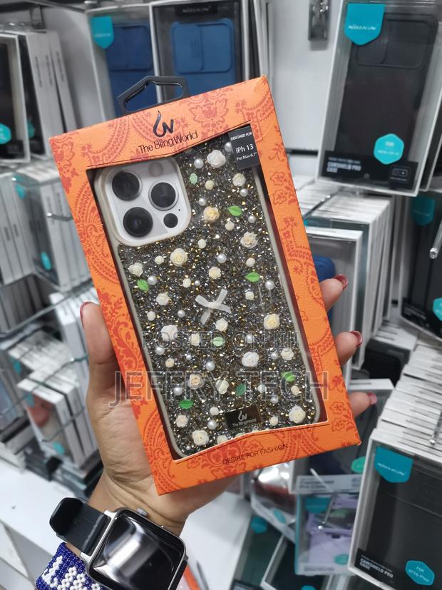 Azfccy Floral Glitter Bling Rhinestone Case iPhone 13 Pro Max - thumbnail 3