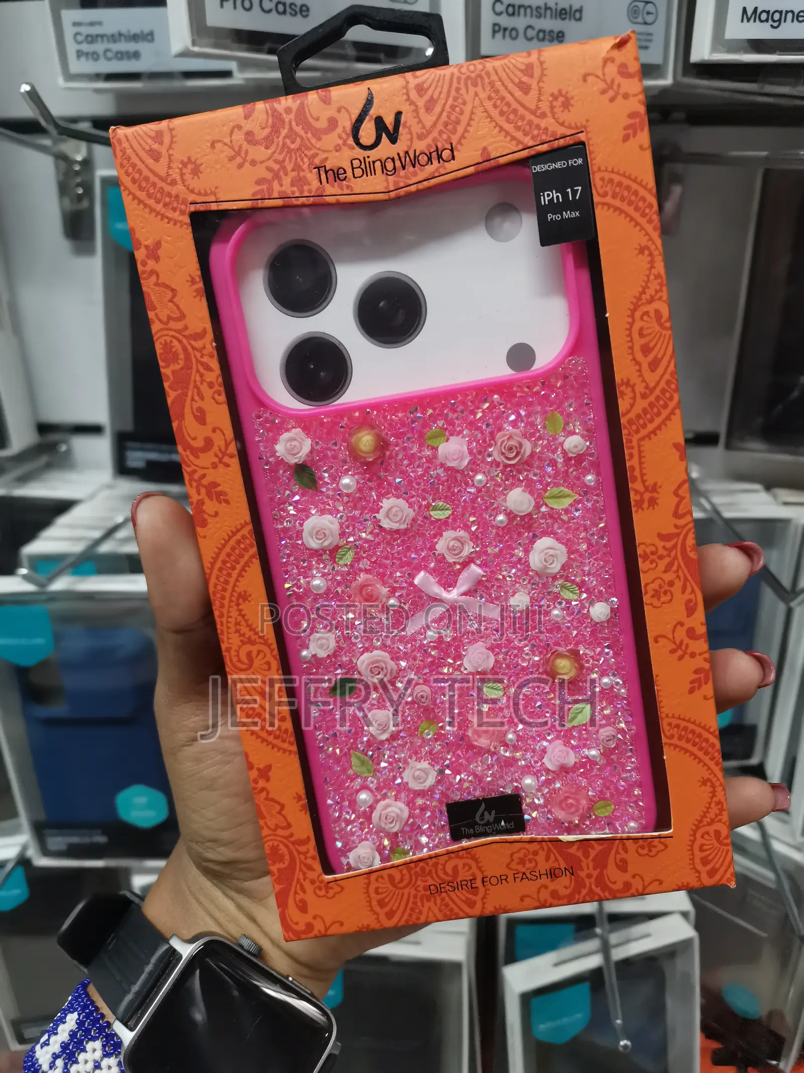Ifilove Phone 17 Pro Max Glitter Crystal Rhinestone Floral Case