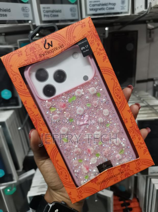 Filoves iPhone 17 Pro Max Floral Sparkle Crystal Rhinestone Pearl Case - thumbnail 3