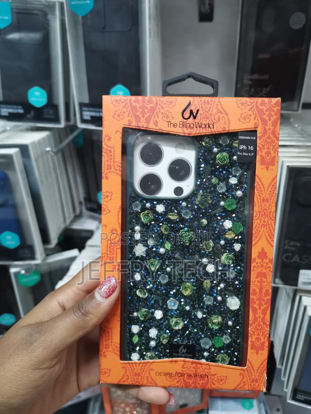 Aseto 3d Sparkle Crystal Rhinestone Floral iPhone 16 Pro Max Case - main view