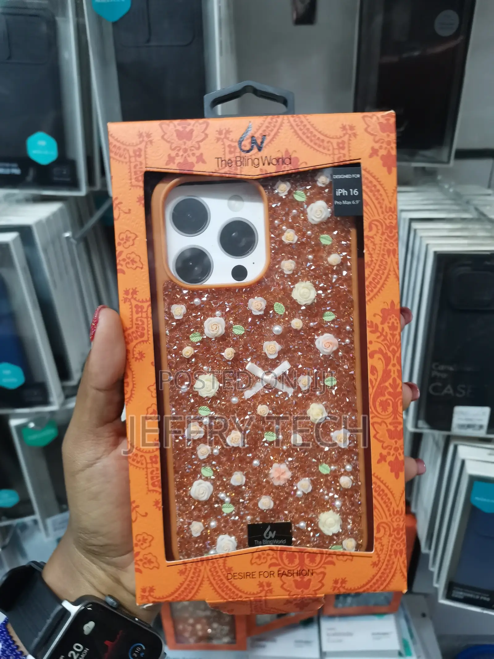 Ganxa iPhone 16 Pro Max 3d Sparkle Crystal Rhinestone Floral Case