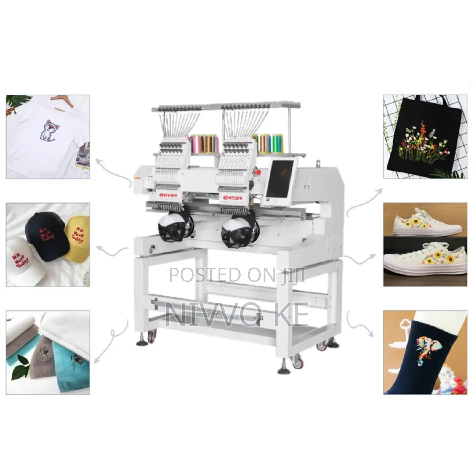 High Quality 2-Head Commercial Embroidery System (9-Needle Setup)