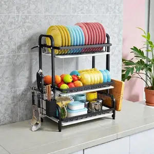 3 Tier Kitchen Dish Drying Rack With Plate Holder, Cutleryorganizer