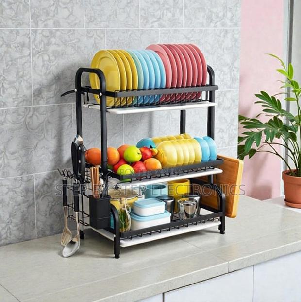 3 Tier Kitchen Dish Drying Rack With Plate Holder, Cutleryorganizer